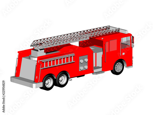 Rotes Feuerwehrauto mit Leiter