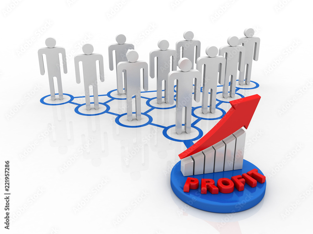 3d illustration Business Network with graph 3d illustration Business Network with graph