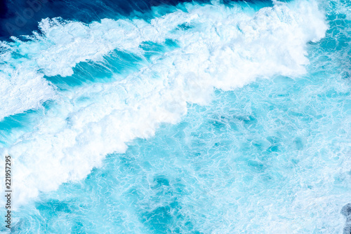 Pattern of Ariel view waves. The viewpoints at Kelingking Secret Point Beach, Nusa Penida