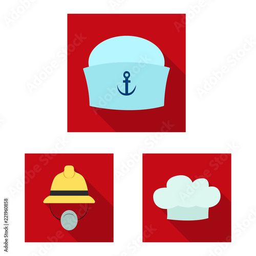 Vector illustration of headgear and cap icon. Set of headgear and accessory stock vector illustration.