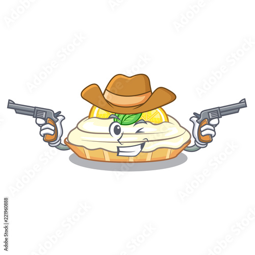 Cowboy cartoon lemon cake with sugar powder
