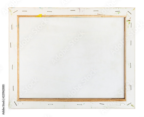 back side of primed canvas stretched over frame