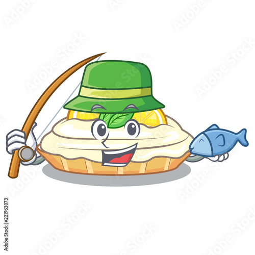 Fishing cartoon piece of yummy lemon meringue pie