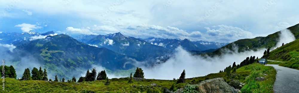 Austrian Alps-panoramic view of the Alps from Zillerteler mountain road