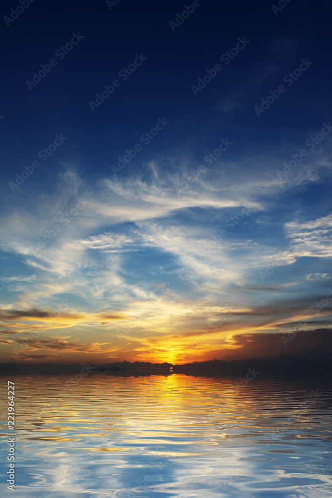 Sunset sky on the lake