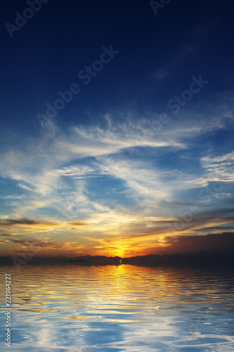 Sunset sky on the lake