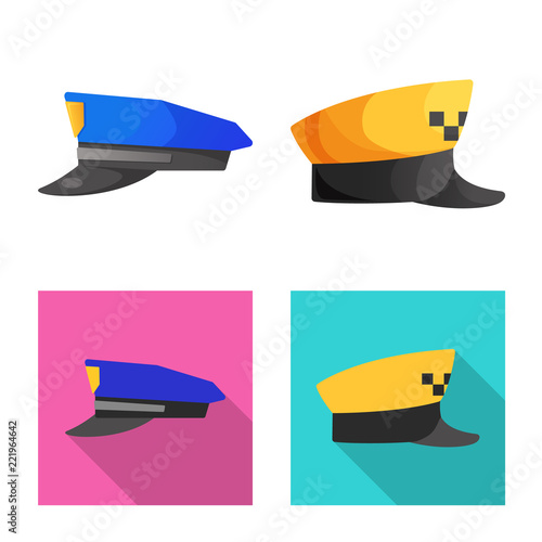 Vector illustration of headgear and cap sign. Collection of headgear and accessory vector icon for stock.