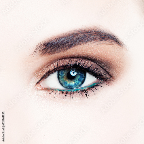 Perfect female eye with makeup, macro