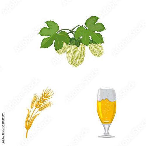 Isolated object of pub and bar logo. Collection of pub and interior stock vector illustration.