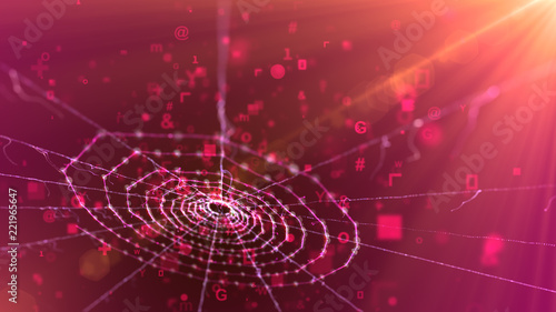 Cuadro en lienzo Spider Network in the Purple Backdrop