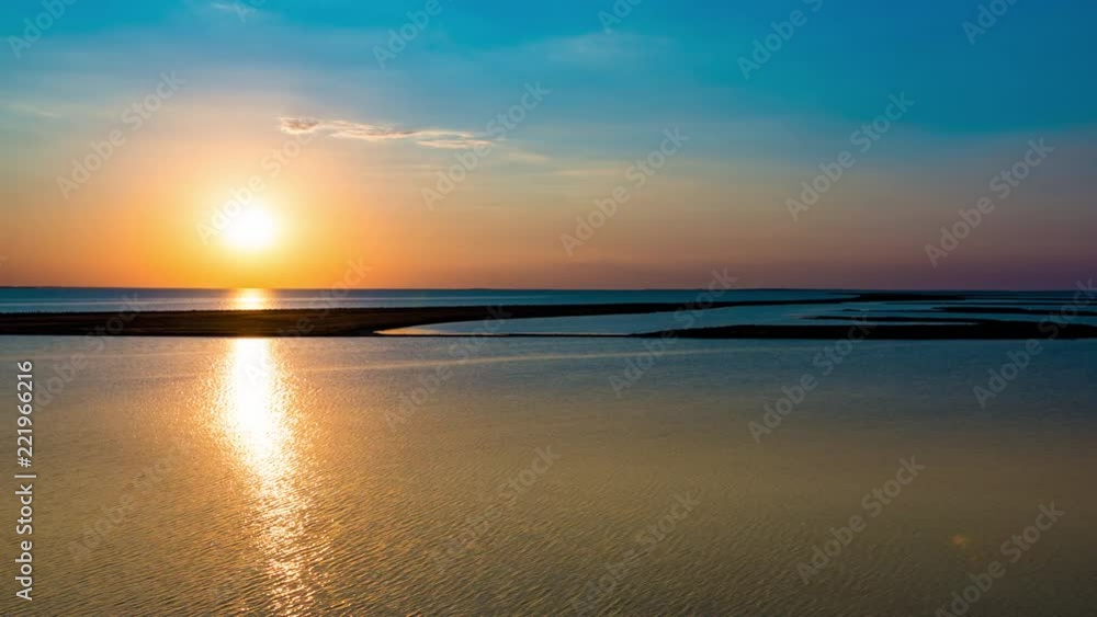 Time lapse of blue sky with sun over river Time lapse of blue sky with sun over river