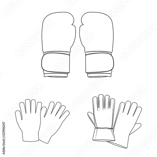 Vector illustration of glove and winter logo. Set of glove and equipment vector icon for stock.