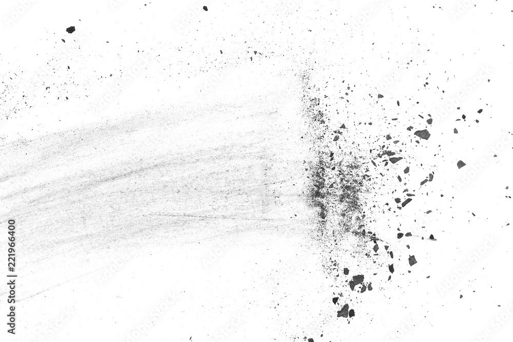 Fototapeta premium Charcoal dust texture isolated on white background