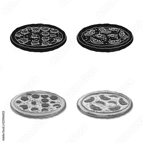 Vector illustration of pizza and food sign. Collection of pizza and italy vector icon for stock.