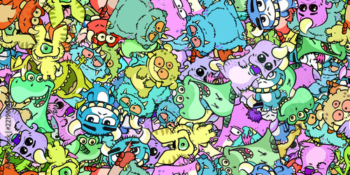 Cartoon Monster als nahtlose Hintergrund Textur