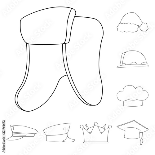 Isolated object of headgear and cap logo. Collection of headgear and accessory stock symbol for web.