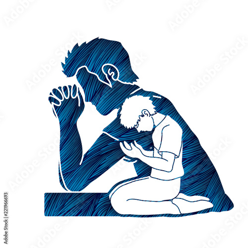 Prayer, Christian praying ,Praise God, Worship cartoon graphic vector