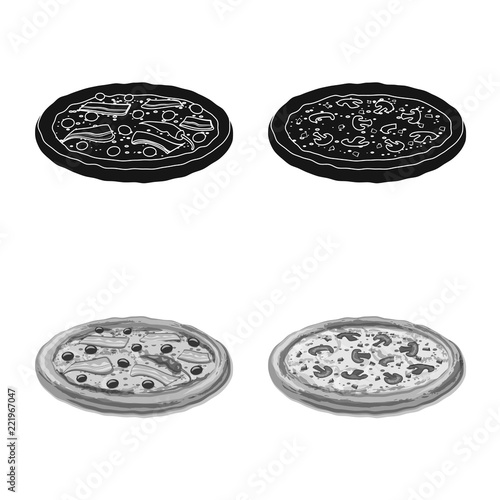 Vector illustration of pizza and food logo. Collection of pizza and italy stock vector illustration.