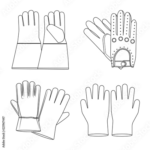 Vector illustration of glove and winter symbol. Collection of glove and equipment stock symbol for web.