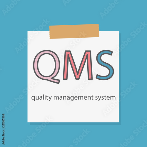 QMS Quality management system written in a notebook paper- vector illustration
