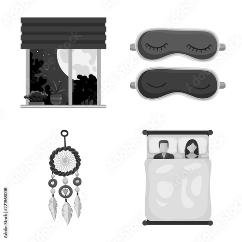 Vector design of dreams and night icon. Set of dreams and bedroom stock symbol for web.