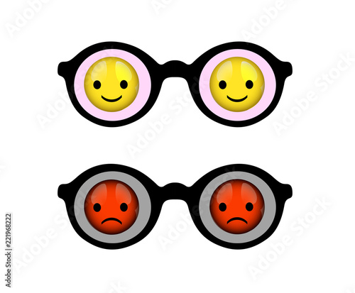 optimist and pessimist concept, negative and positive view,