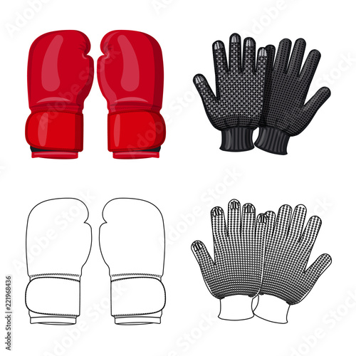 Vector design of glove and winter symbol. Set of glove and equipment stock vector illustration.