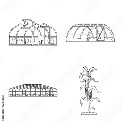 Vector design of greenhous and plant logo. Collection of greenhous and garden vector icon for stock.