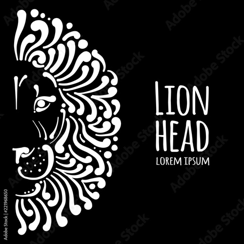 Fototapeta Naklejka Na Ścianę i Meble -  Lion face logo, sketch for your design
