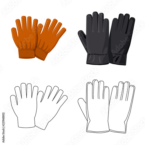 Isolated object of glove and winter symbol. Collection of glove and equipment stock vector illustration.