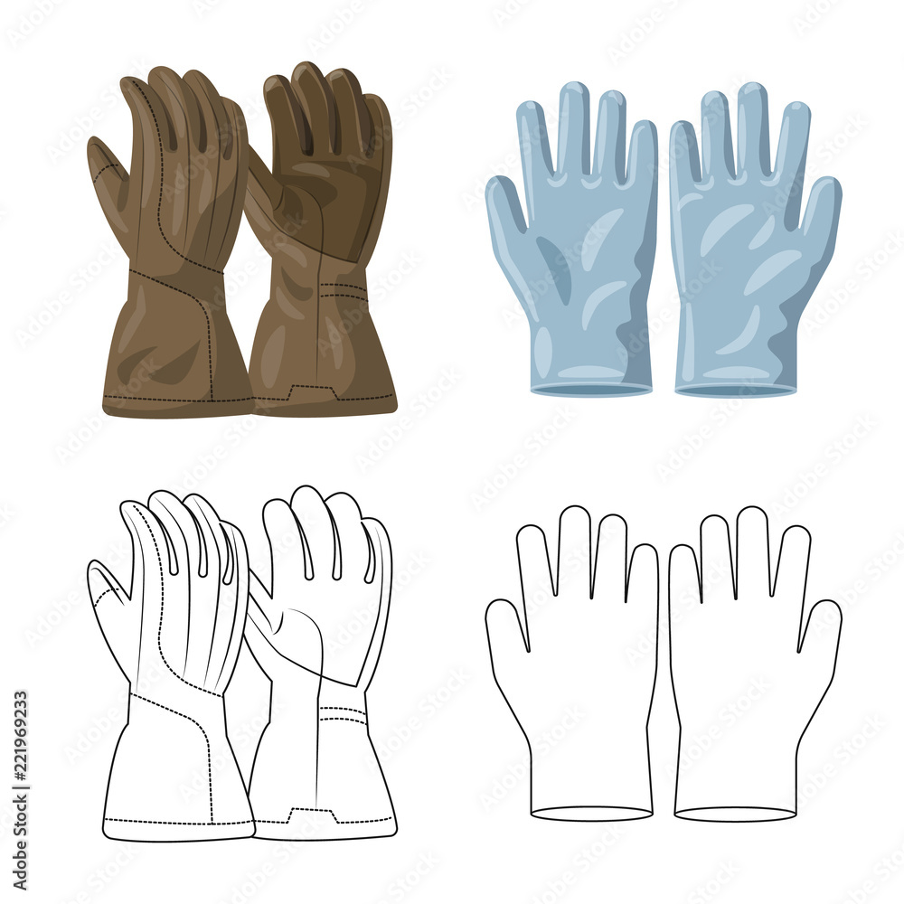 Vector design of glove and winter symbol. Collection of glove and equipment stock symbol for web. Vector design of glove and winter symbol. Collection of glove and equipment stock symbol for web.