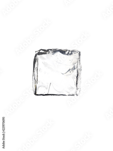 square ice cube isolated on white background