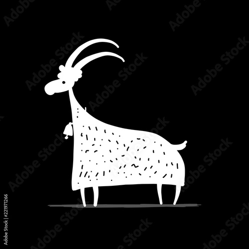 Funny goat, simple sketch for your design