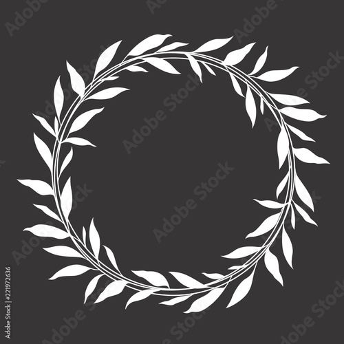 White leaf wreath circle frame vector design