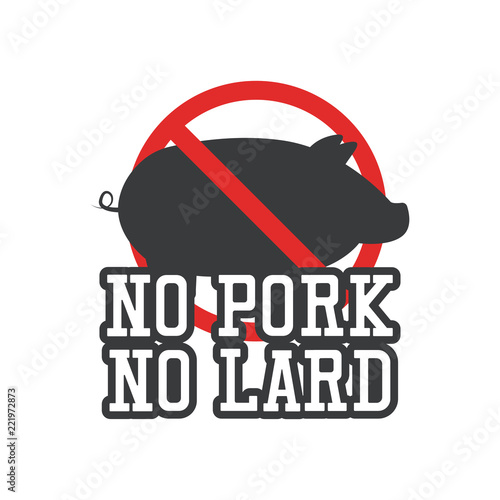 no pork no lard sticker icon isolated on white background