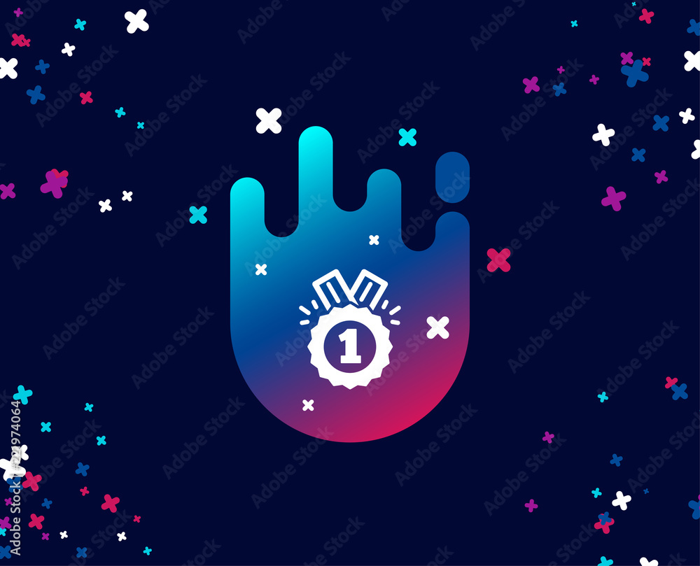 Fototapeta premium Reward Medal simple icon. Winner achievement or Award symbol. Glory or Honor sign. Cool banner with icon. Abstract shape with gradient. Vector