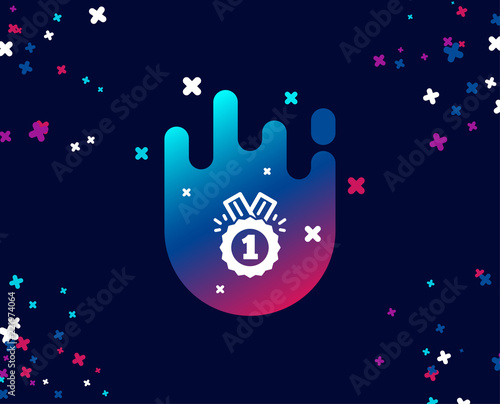 Reward Medal simple icon. Winner achievement or Award symbol. Glory or Honor sign. Cool banner with icon. Abstract shape with gradient. Vector