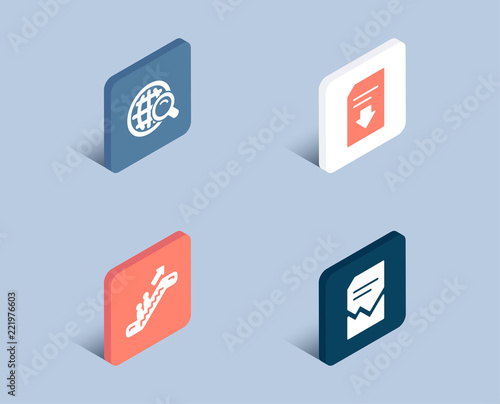 Set of Internet search, Escalator and Download file icons