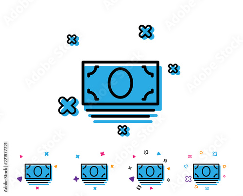 Wallpaper Mural Cash money line icon. Banking currency sign. ATM service symbol. Line icon with geometric elements. Bright colourful design. Vector Torontodigital.ca