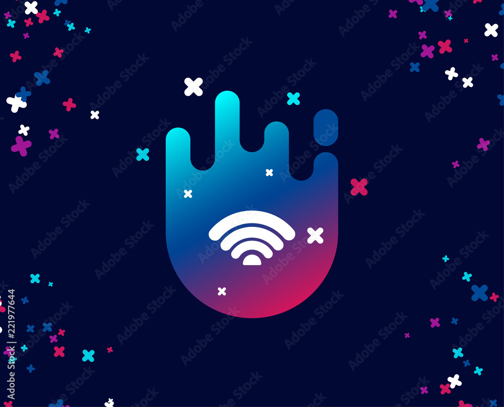 Wifi simple icon. Wi-fi internet sign. Wireless network symbol. Cool banner with icon. Abstract shape with gradient. Vector