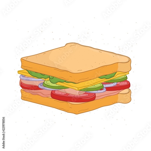 Appetizing sandwich isolated on white background