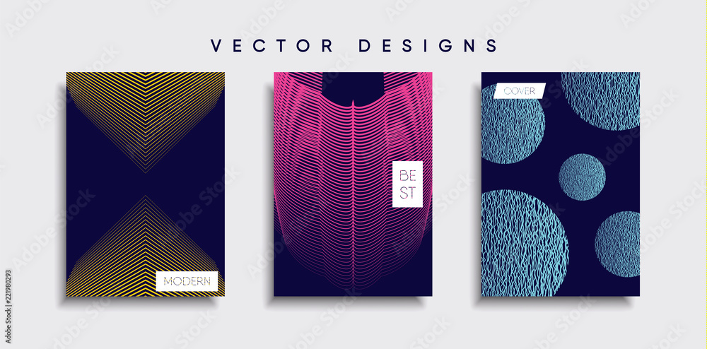 Fototapeta Vector cover designs. Future Poster template. Smartphone modern background set.