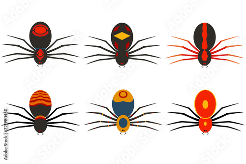 Illustration of spiders on a white background