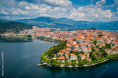 Aerial view the city of Kastoria in northern Greek. © ververidis