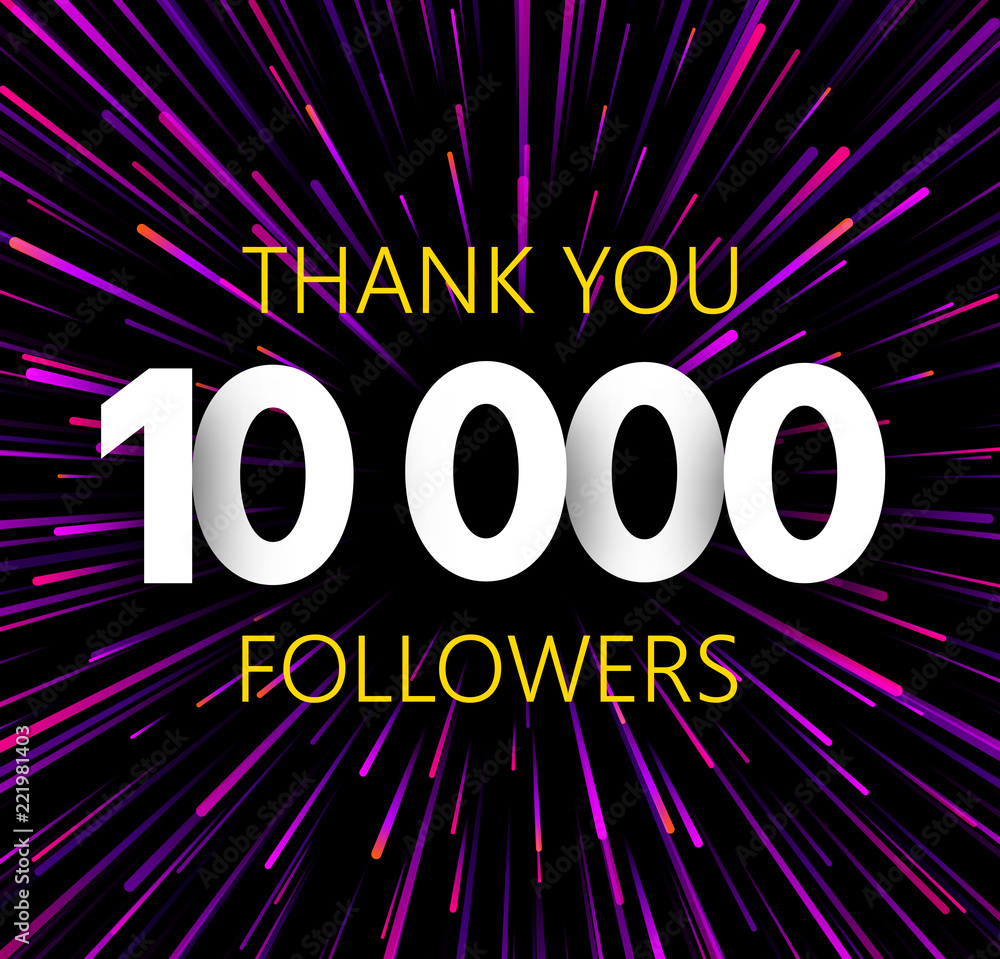 Thank you 10000 followers. Purle abstract festive poster.