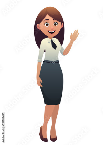 Cartoon cute character beautiful woman smiling isolated