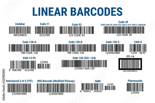 A set of bar codes. Linear barcodes. Vector illustration photo