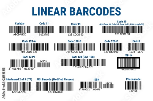 A set of bar codes. Linear barcodes. Vector illustration