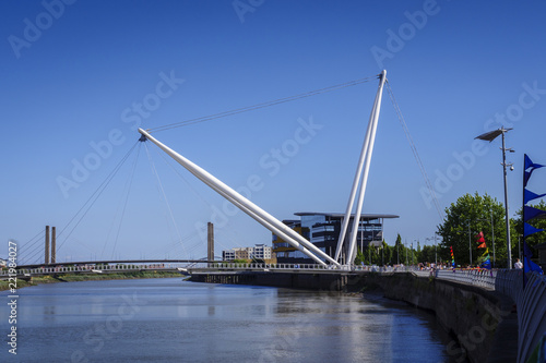 Obraz na plátně City Footbridge and University of South Wales River Usk Newport Gwent Wales