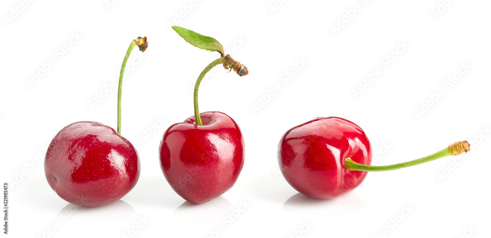 fresh red cherries isolated on white background fresh red cherries isolated on white background